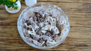 Вкусный салат из печени с маринованным луком. Обзор.