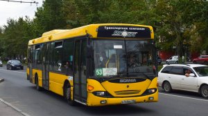 Автобус Scania OmniLink CL94UB (В 360 ВС 150). Покатушки по вечернему Барнаулу.