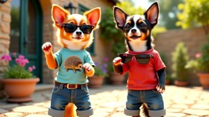 Chihuahuas Lucy and Barney Save a Cat. Cinematic AI Video.