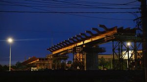 Монтаж искусственного сооружения над Витебским проспектом