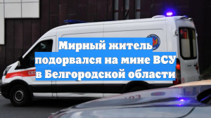 Мирный житель подорвался на мине ВСУ в Белгородской области