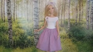 Обзор на одежду для Барби от Виана.Белый купальник, юбка сиреневая и украшение на голову