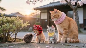 Котики и ёжик