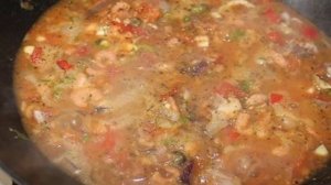 Кальмар, фаршированный креветками