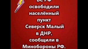 ВС РФ освободили населённый пункт Северск Малый в ДНР, сообщили в Минобороны РФ.
