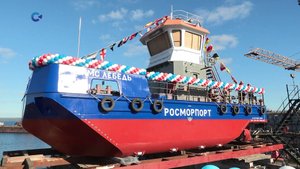 Первый в России нефтемусоросборщик проекта NE028 «Лебедь» спустили на воду в Петрозаводске