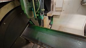 Резка балки 25Б1 с маркировкой бетали и разметкой под сборку на лазерном труборезе.