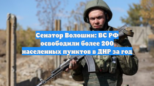 Сенатор Волошин: ВС РФ освободили более 200 населенных пунктов в ДНР за год