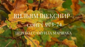 Вильям Шекспир. Сонет № 73-74. Пер. Самуила Яковлевича Маршака (То время года видишь ты во мне)