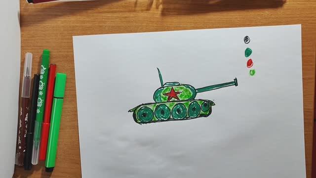 Для детей Рисуем раскрашиваем Танк Рисунки развивающие познавательные для малышей