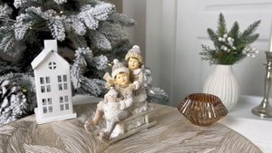 Декоративная фигура ЗИМНИЕ РАДОСТИ: НА САНЯХ С ПОДАРКАМИ, полистоун, 13 см, MC38073-1