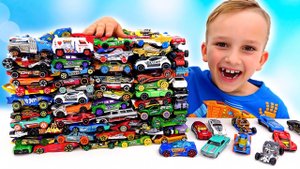 Дети играют с детскими машинками | Hot Wheels City Слайм Челлендж! Видео от Влада и Ники!