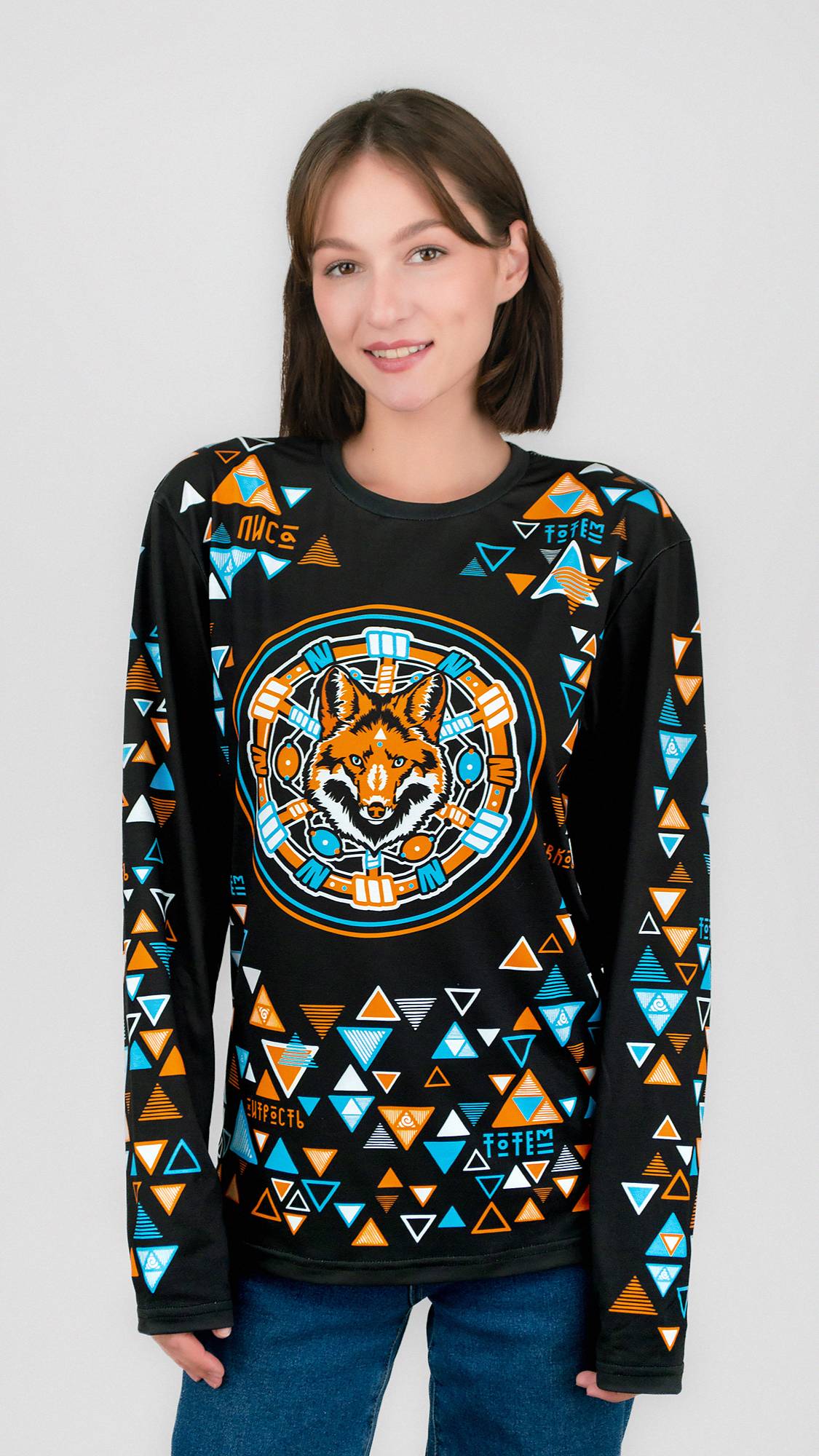 Лонгслив ТОТЕМ ЛИСА (черный)