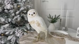 Декоративная фигура СОВА ВАРПУ, перья, искусственный мех, полистирол, 25 см, T79045