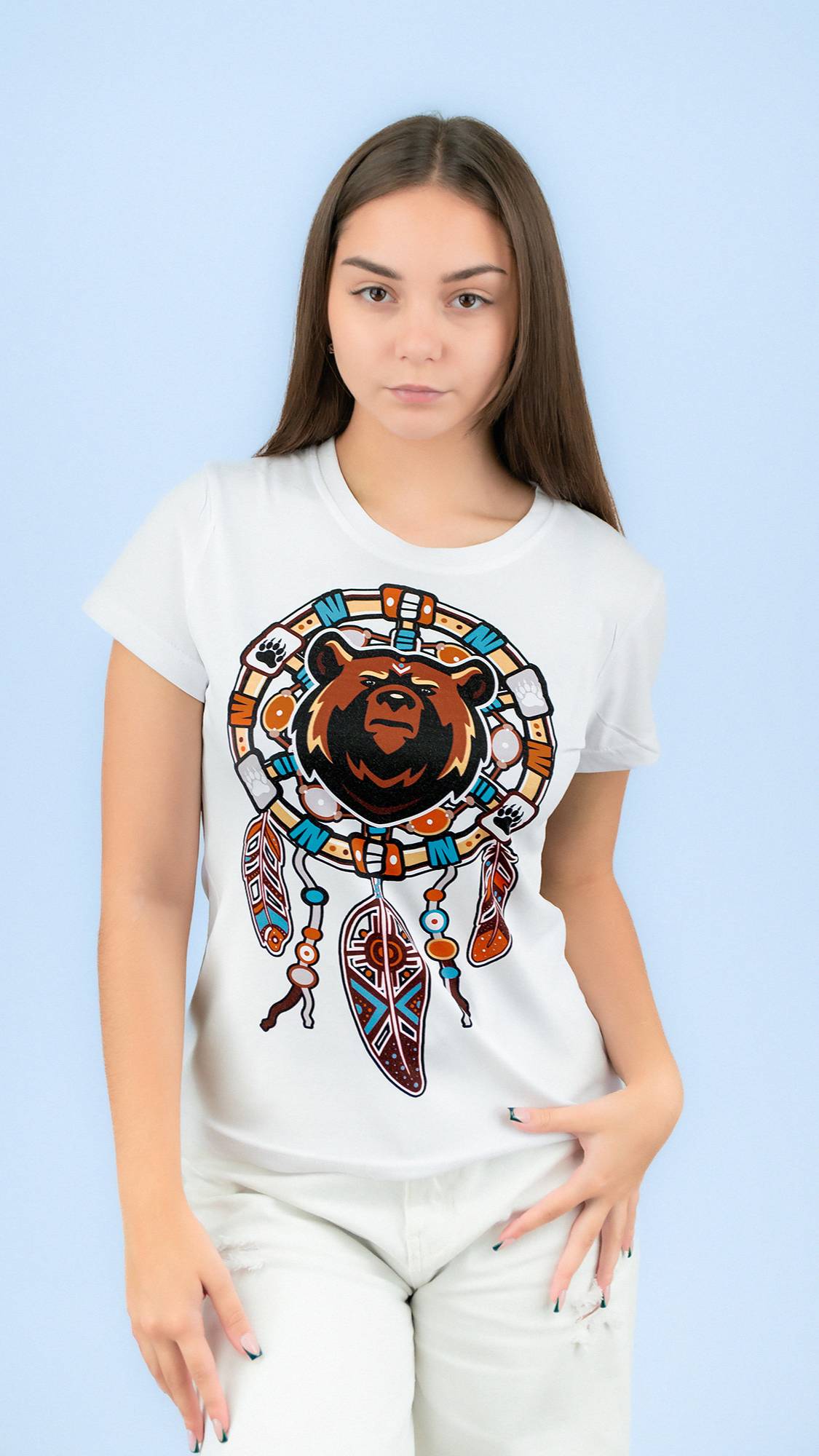 Футболка лайт односторонняя приталенная МЕДВЕДЬ В ЛОВЦЕ