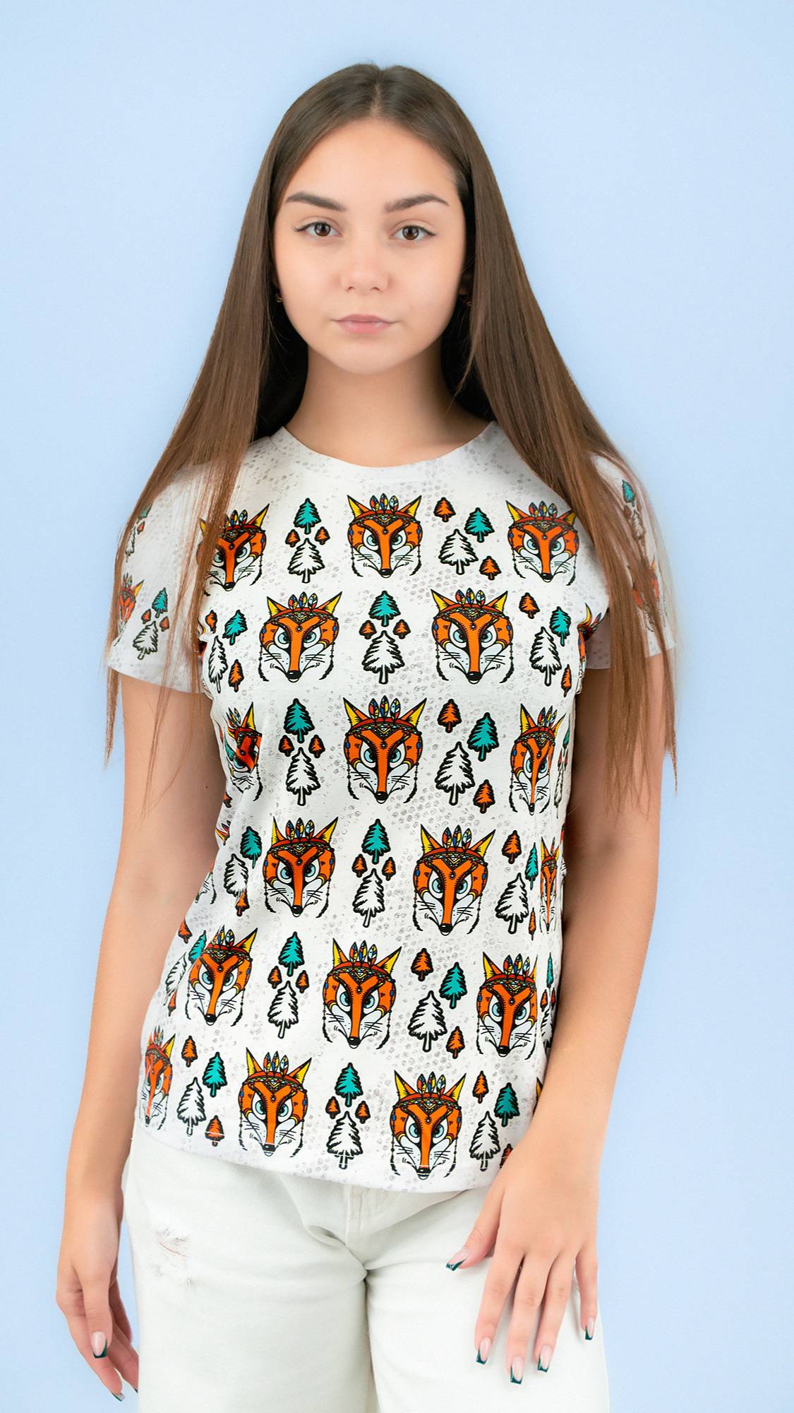 Футболка приталенная ПАТРИКЕЕВНА УЗОР (белая)