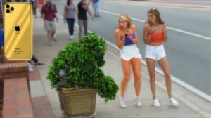 OMG! She almost dropped her IPhone 11 - Bushman Prank