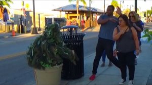 BUSHMAN PRANK ON GUYS AT THE BEACH