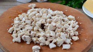 Мясной салат с блинчиками