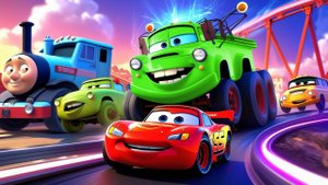 Дисней Тачки Молния Маккуин, Круз Рамирез, Джексон Шторм, Грузовик МАК Детские песенки для малышей