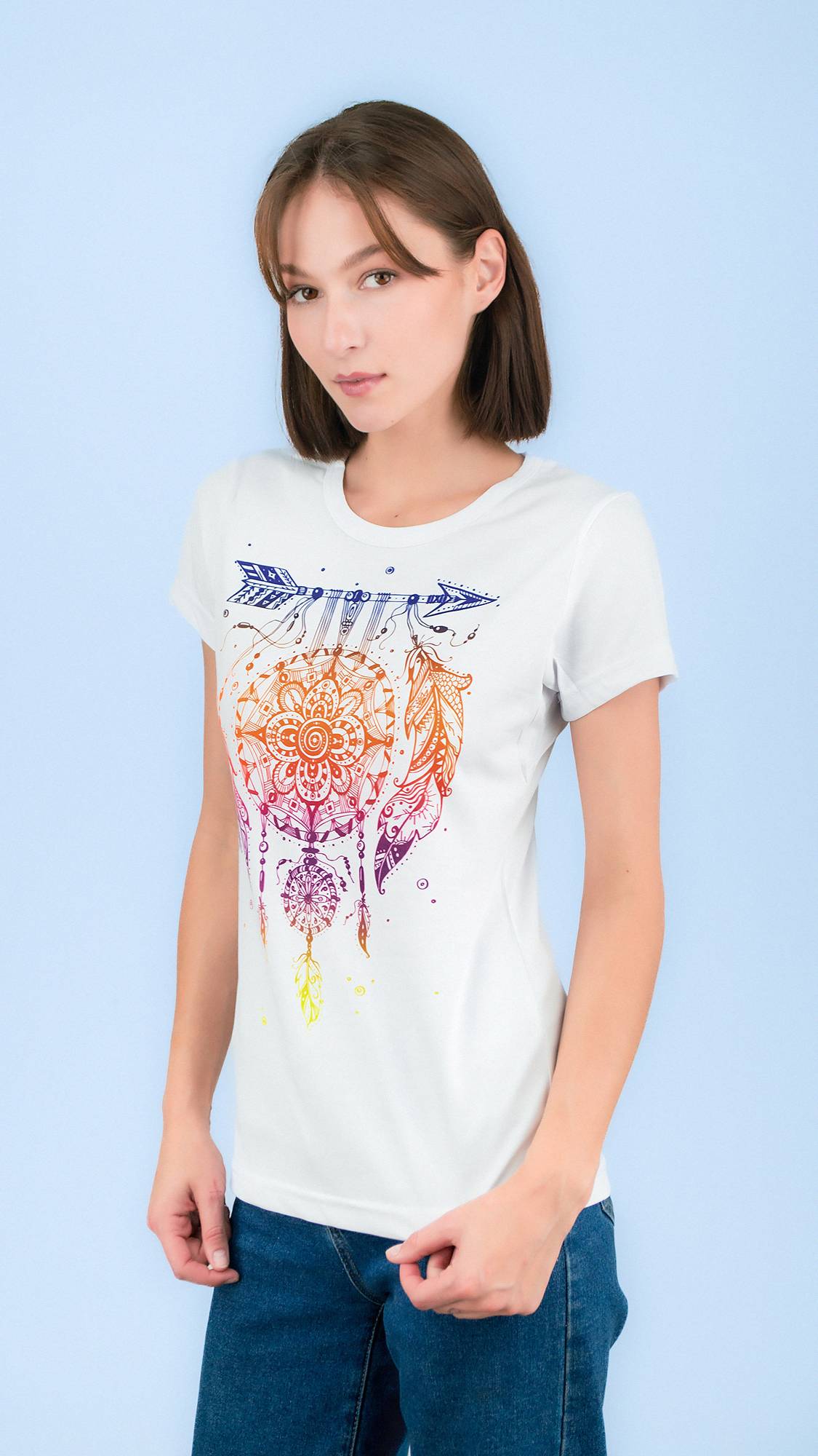 Футболка лайт односторонняя приталенная ЛОВЕЦ СНОВ ЦВЕТНОЙ