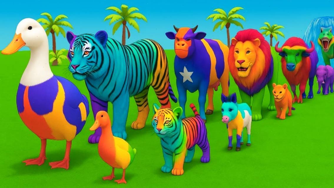 Мультики про животных. Дикие животные: Динозавр, слон, бегемот. Смотреть онлайн Мультики для детей