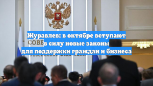 Журавлев: в октябре вступают в силу новые законы для поддержки граждан и бизнеса