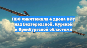 ПВО уничтожила 4 дрона ВСУ над Белгородской, Курской и Оренбургской областями