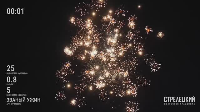 Салют ЗВАНЫЙ УЖИН СТР0108025 от ТМ СТРЕЛЕЦКИЙ — Фейерверк на 25 зарядов премиум качества смотреть онлайн