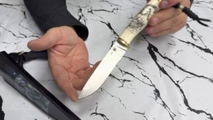 Нож Ласка из S390, рукоять элфорин скрим-шоу кони