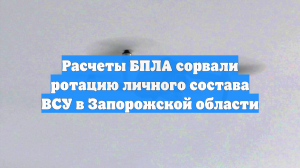 Расчеты БПЛА сорвали ротацию личного состава ВСУ в Запорожской области