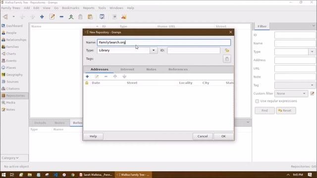 Gramps Tutorial #5： Repositories, Sources, & Citations