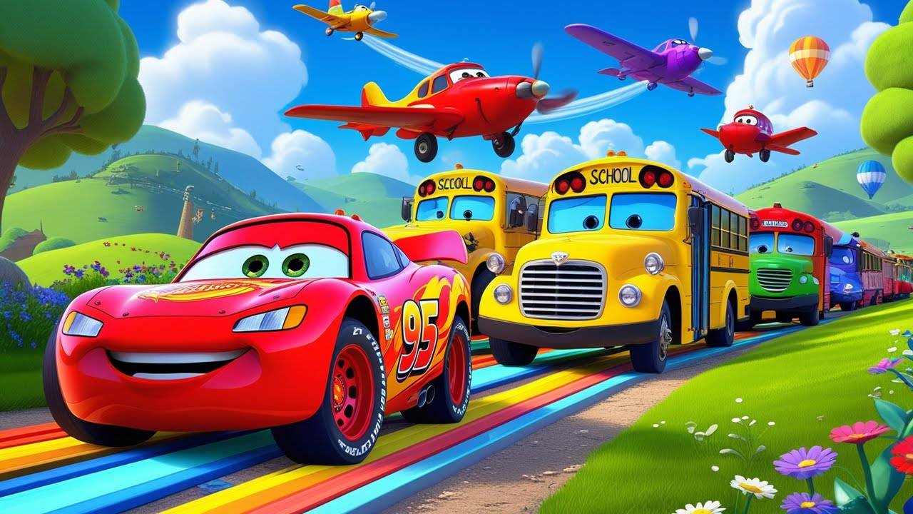 Молнии Маккуин, Грузовики и Животные с Супергероями. Анимационный мультфильм. Животные для Детей.