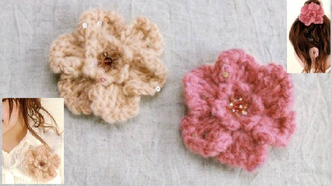 Как связать цветок крючком. Цветок крючком для украшения ПОШАГОВО. Flowers Crochet Урок 154
