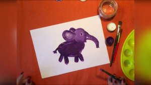 Как нарисовать слоника. Техника - нетрадиционная