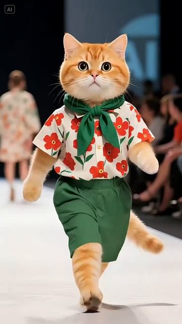 Рыжий котик на показе мод