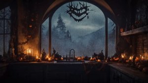 Мрачная атмосфера Хэллоуина с звуками сильного дождя и грома 🌧️