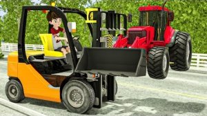 Мальчик собирает трактор. АВТОМОБИЛИ и ТРАКТОР с ГРУЗОВИКОМ-МОНСТРОМ и полицейской машиной!