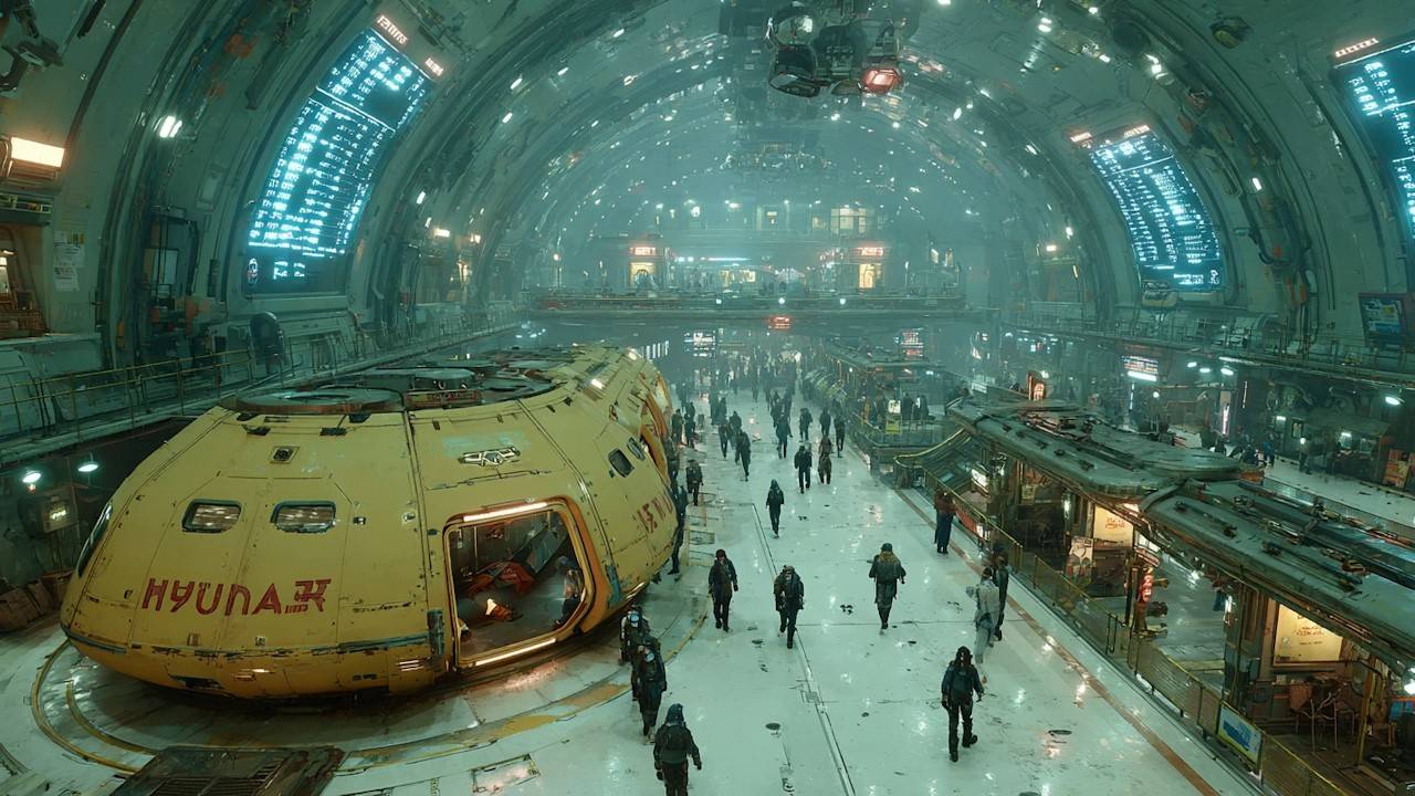 Neon Terminal  Cyberpunk Train Station Ambience