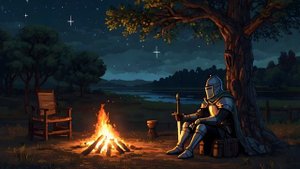 The Lone Knight at the Campfire ｜ Relaxing Dark Ambient Music