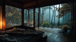 Лесной дождь за окном | Уютная спальня и звуки дождя для сна и релакса