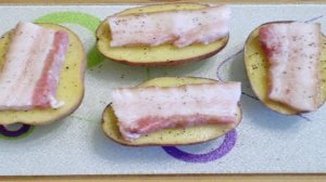 Картошка с салом в духовке Кораблики