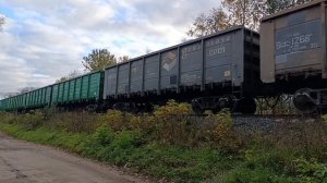 Грузовой состав под 2ТЭ10У-0409 отправляется со станции Долгушино в сторону Гирсово,осень 2025 год