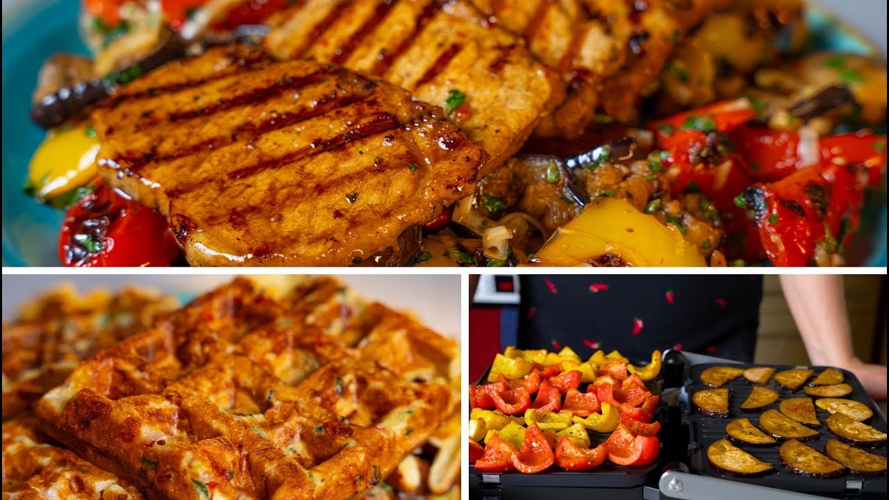 3 простых и вкусных рецепта на гриле - мясо, овощи и вафли.