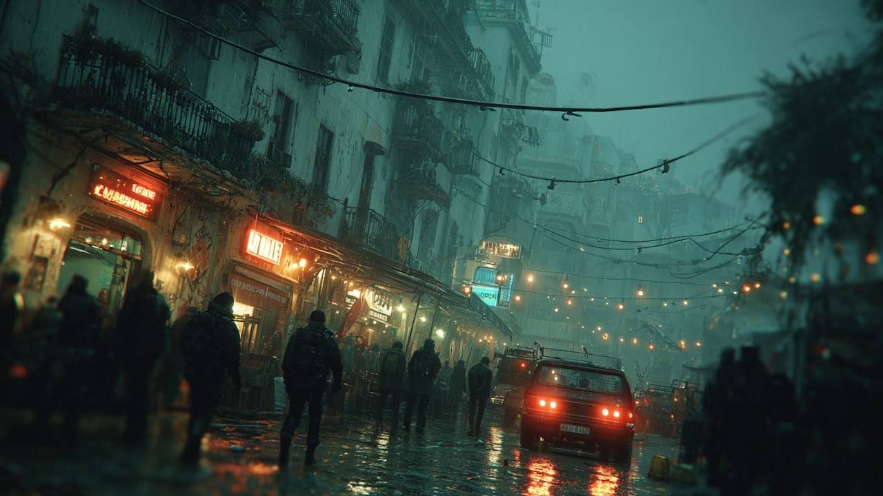 Neon Shopping Street  Futuristic Ambience & Music