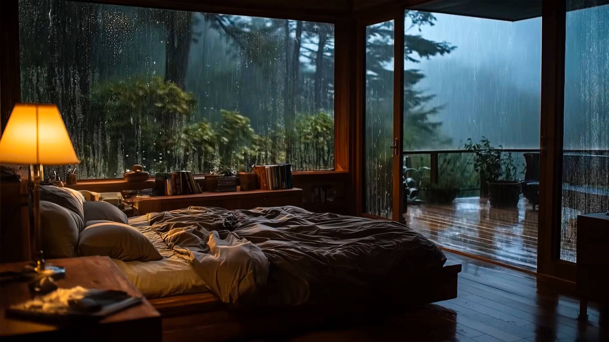 Уютная спальня и шум дождя | Атмосфера для сна и отдыха смотреть онлайн