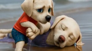 Мультики для детей. Собачка на море спасает маму. Мультик про собаку. Детям