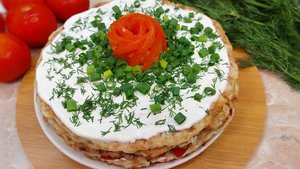 Закусочный торт из кабачков без майонеза