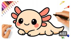 КАК РИСОВАТЬ КАВАИЙНОГО УЛЫБЧИВОГО АКСОЛОТЛЯ 💗