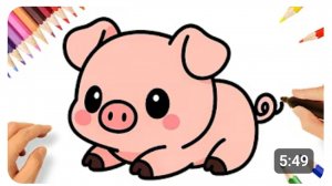 КАК РИСОВАТЬ КАВАИЙНОГО РОЗОВОГО ПОРОСЕНКА 🐷